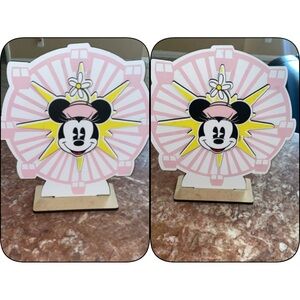 10” inches  two minnie ferris wheel center piece wood